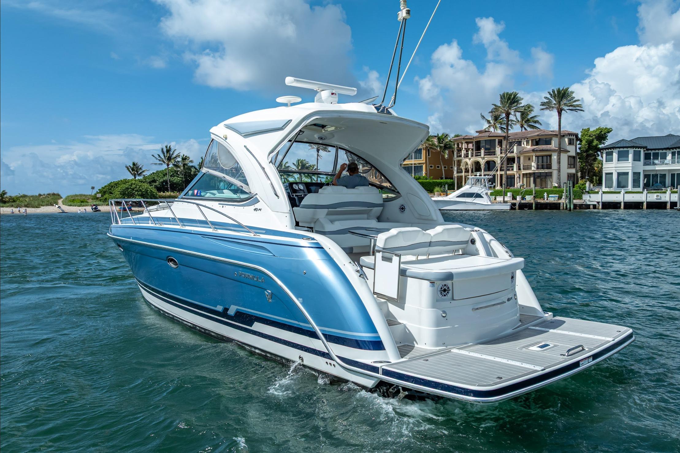 2022 Formula 40 Performance Cruiser on water, showcasing sleek design and luxury features.
