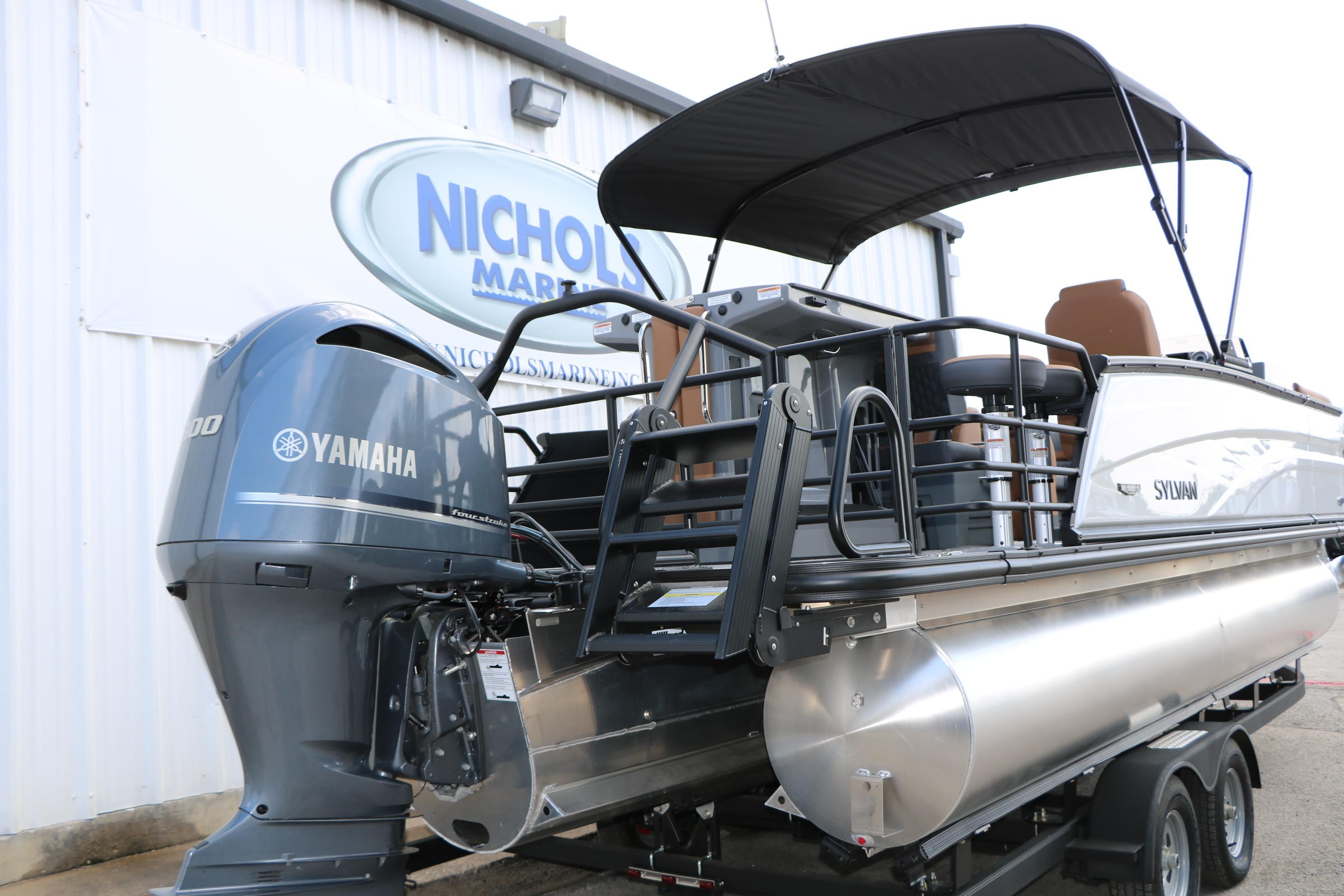 2026 Sylvan L3 DLZ Bar Platinum Edition Tri-Toon with Yamaha engine at Nichols Marine.