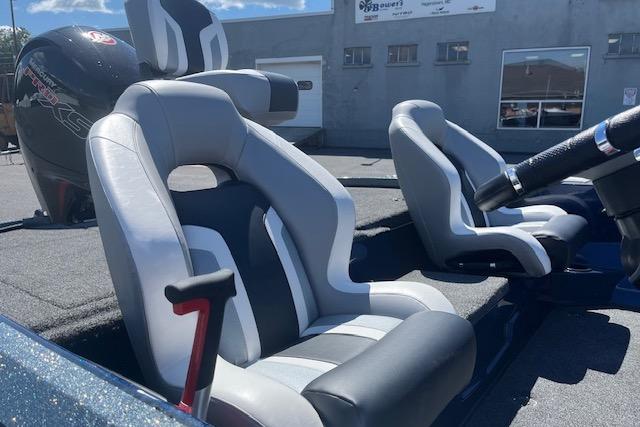 Nitro Z18 Pro 2026 boat interior with sleek, modern seating and steering wheel.