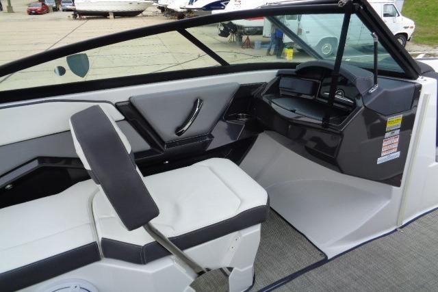 2019 Monterey 218SS Super Sport boat interior with sleek seating and modern dashboard design.