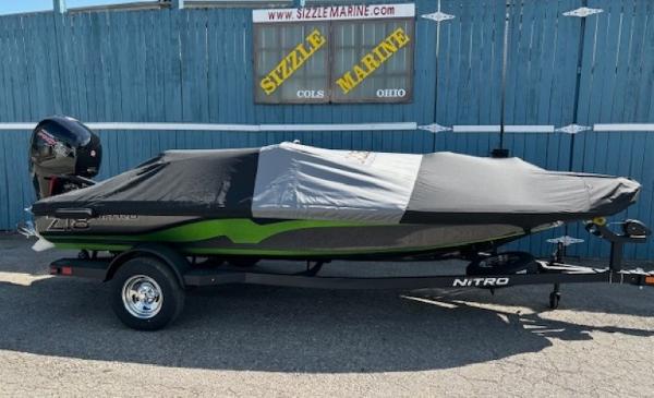 2025 Nitro Z18 Pro boat with cover, parked at Sizzle Marine, Ohio.