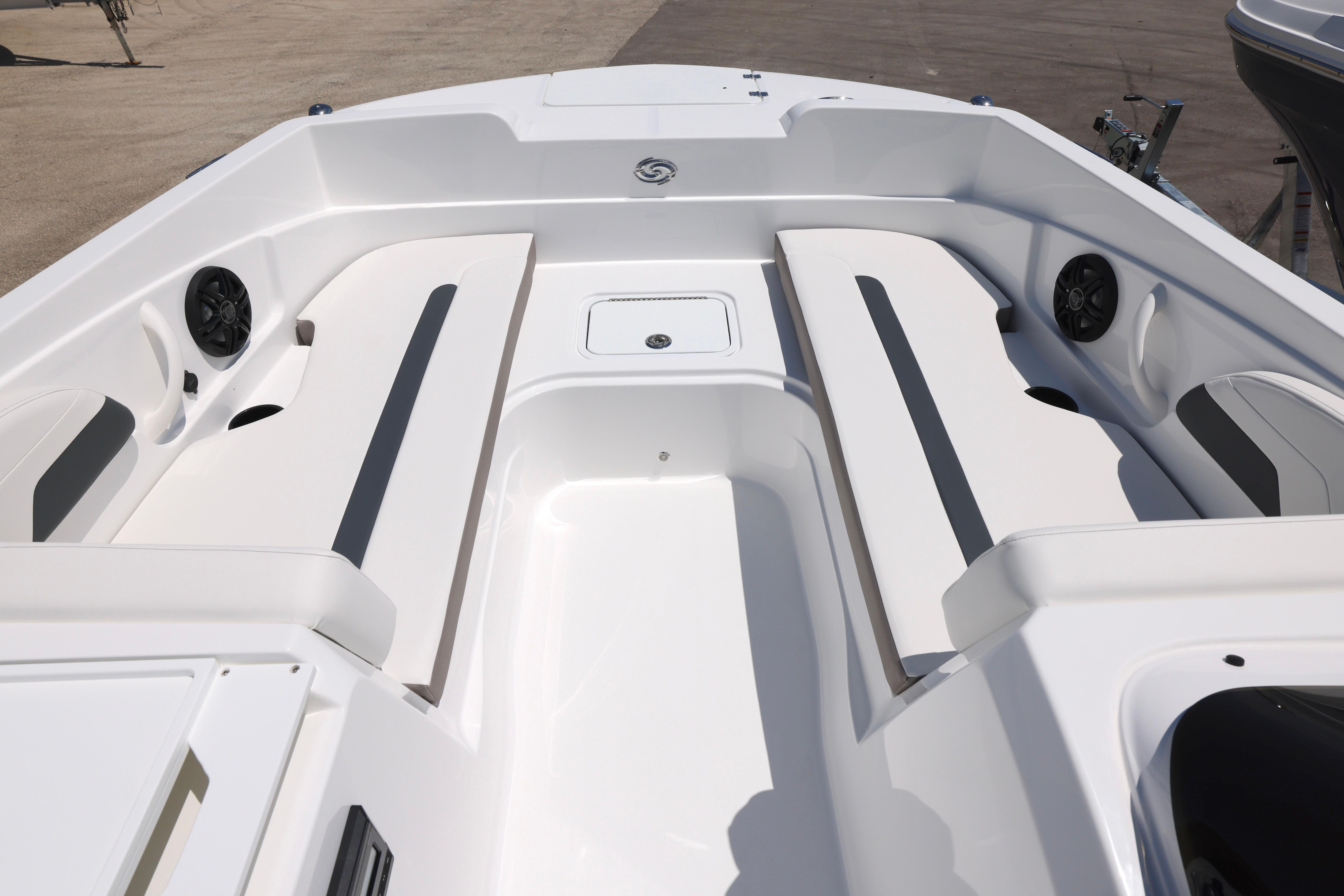2026 Hurricane SunDeck Sport 205 OB boat interior with spacious seating and modern design.