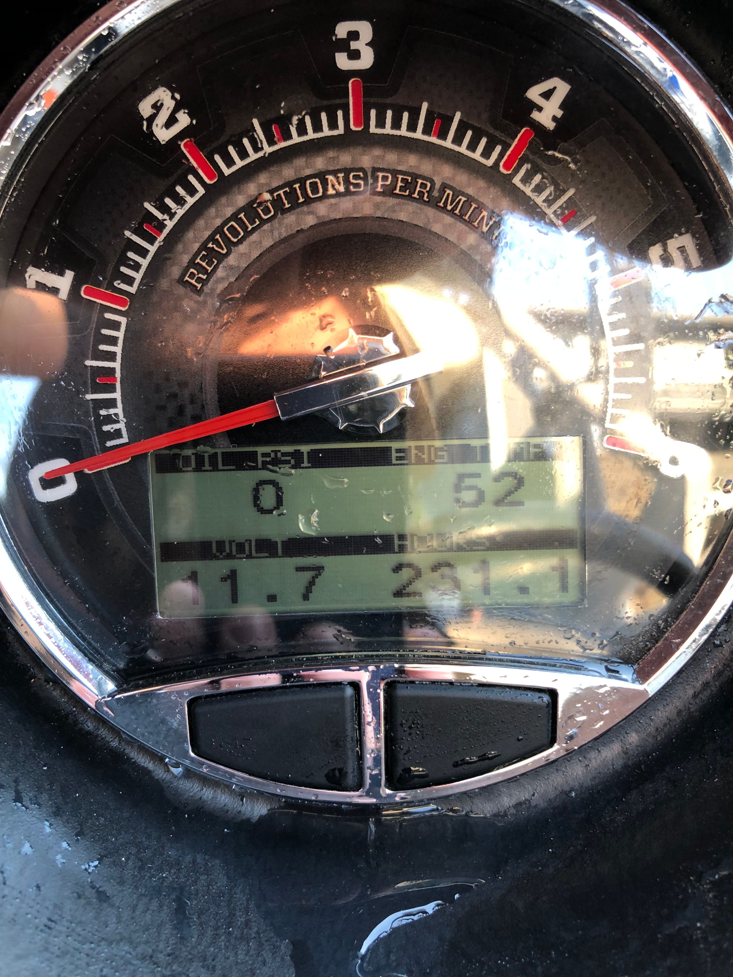 Custom a22 2015 tachometer displaying RPM and engine metrics.