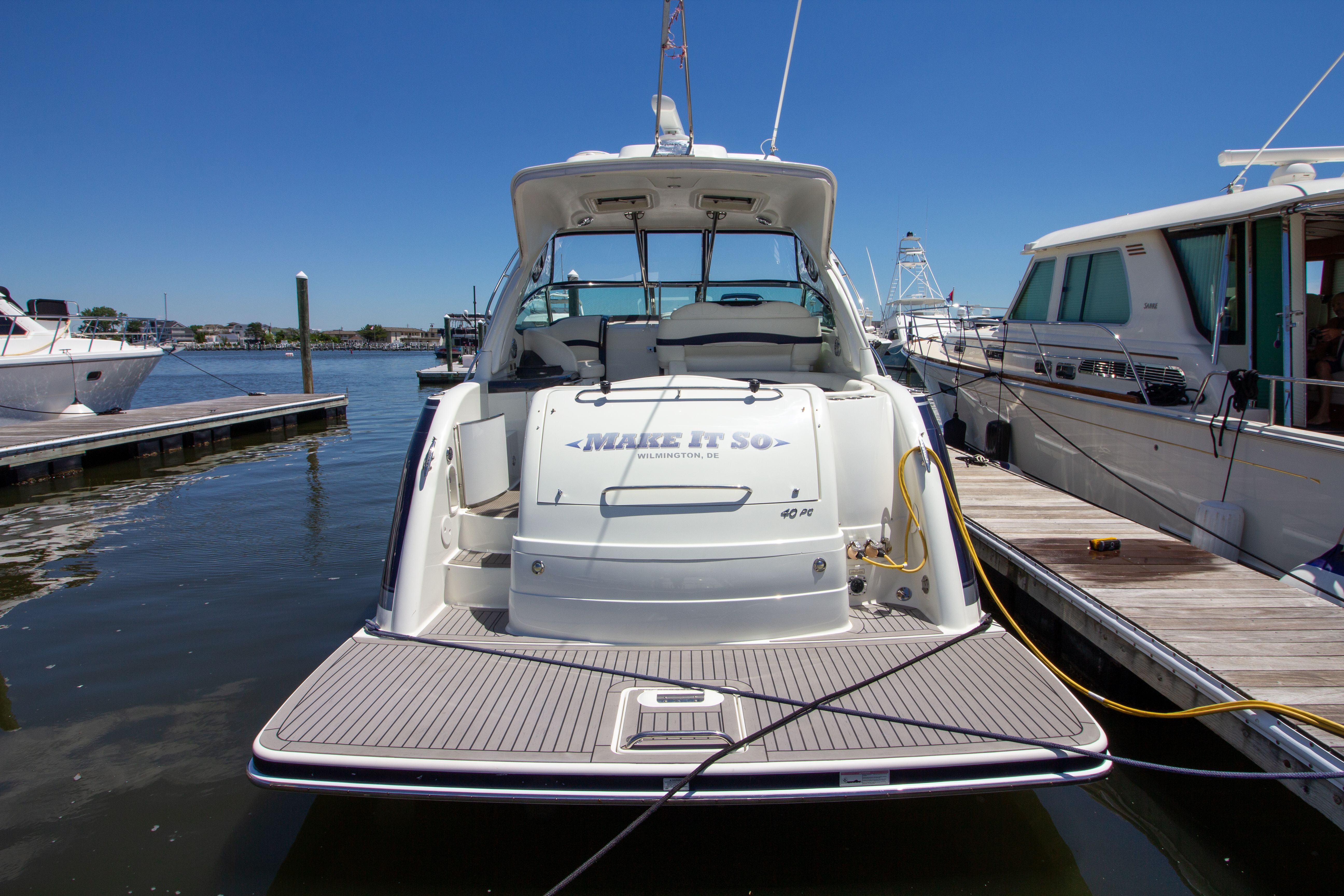 2016 Formula 40 Performance Cruiser docked at marina.