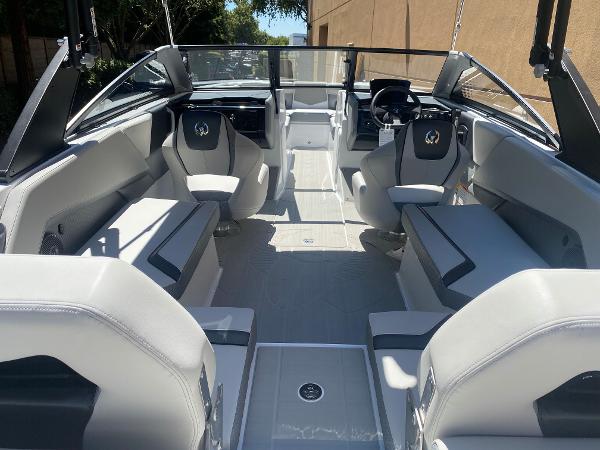 2025 Scarab 235 SE boat interior with sleek seating and modern design.