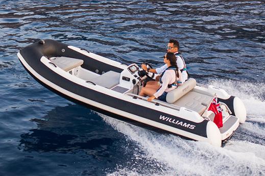 Manufacturer Provided Image: Williams Jet Tenders Sportjet 435, 2026, on water with two people.