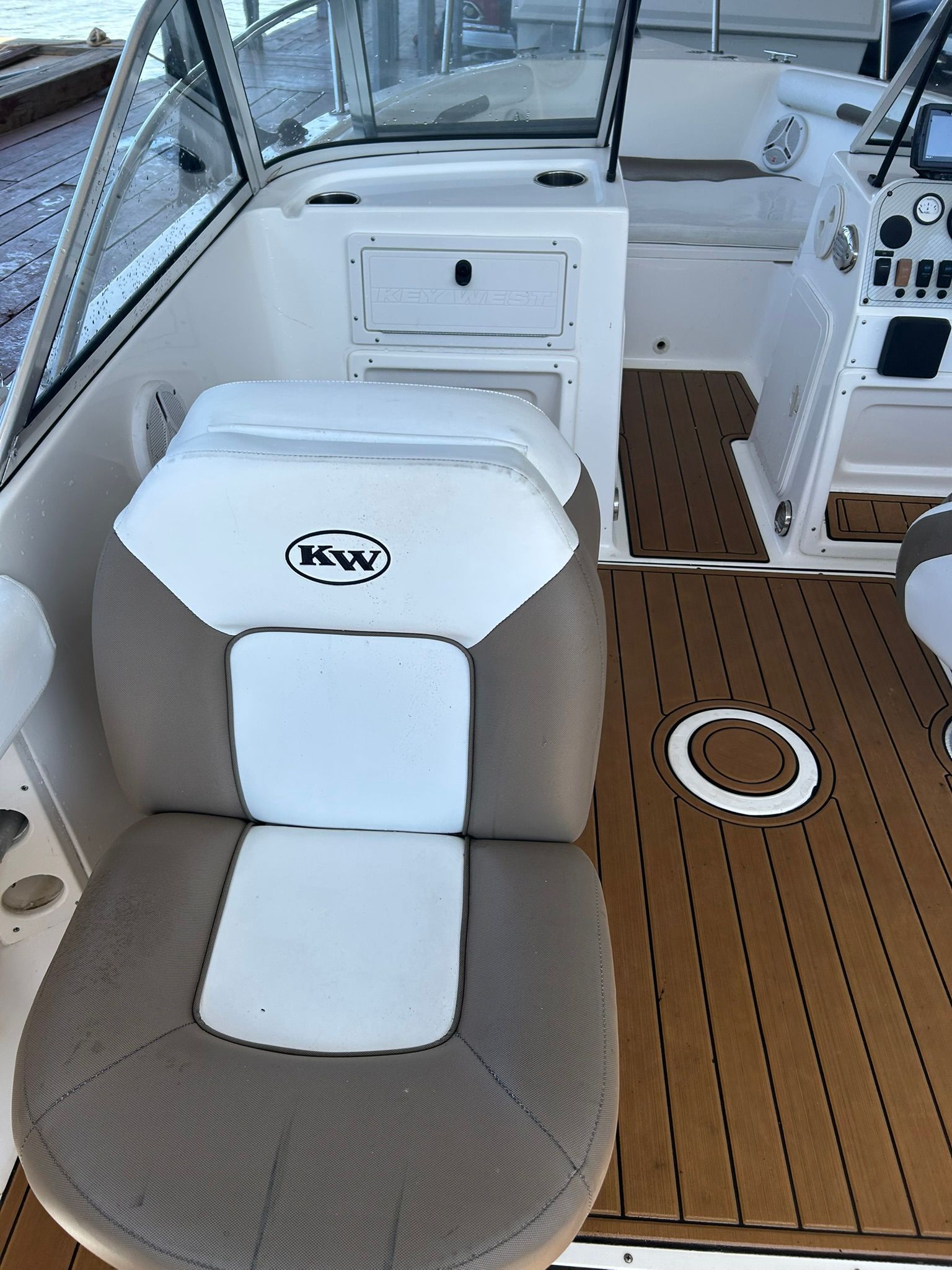 Interior of a 2012 Key West 2020 Dual Console boat.