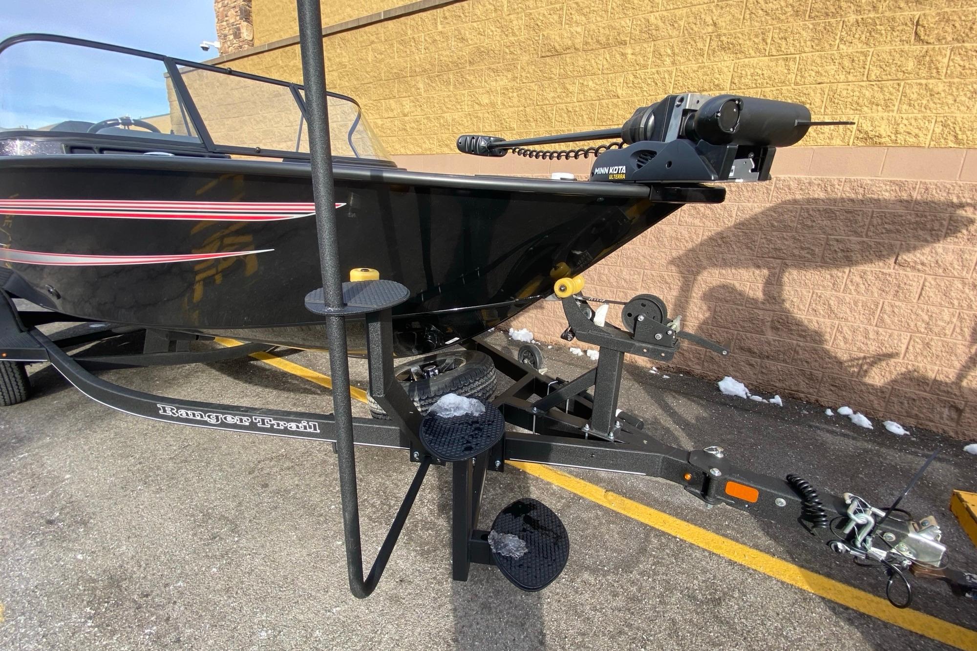 2026 Ranger VX1888 WT boat on trailer, featuring Minn Kota trolling motor.
