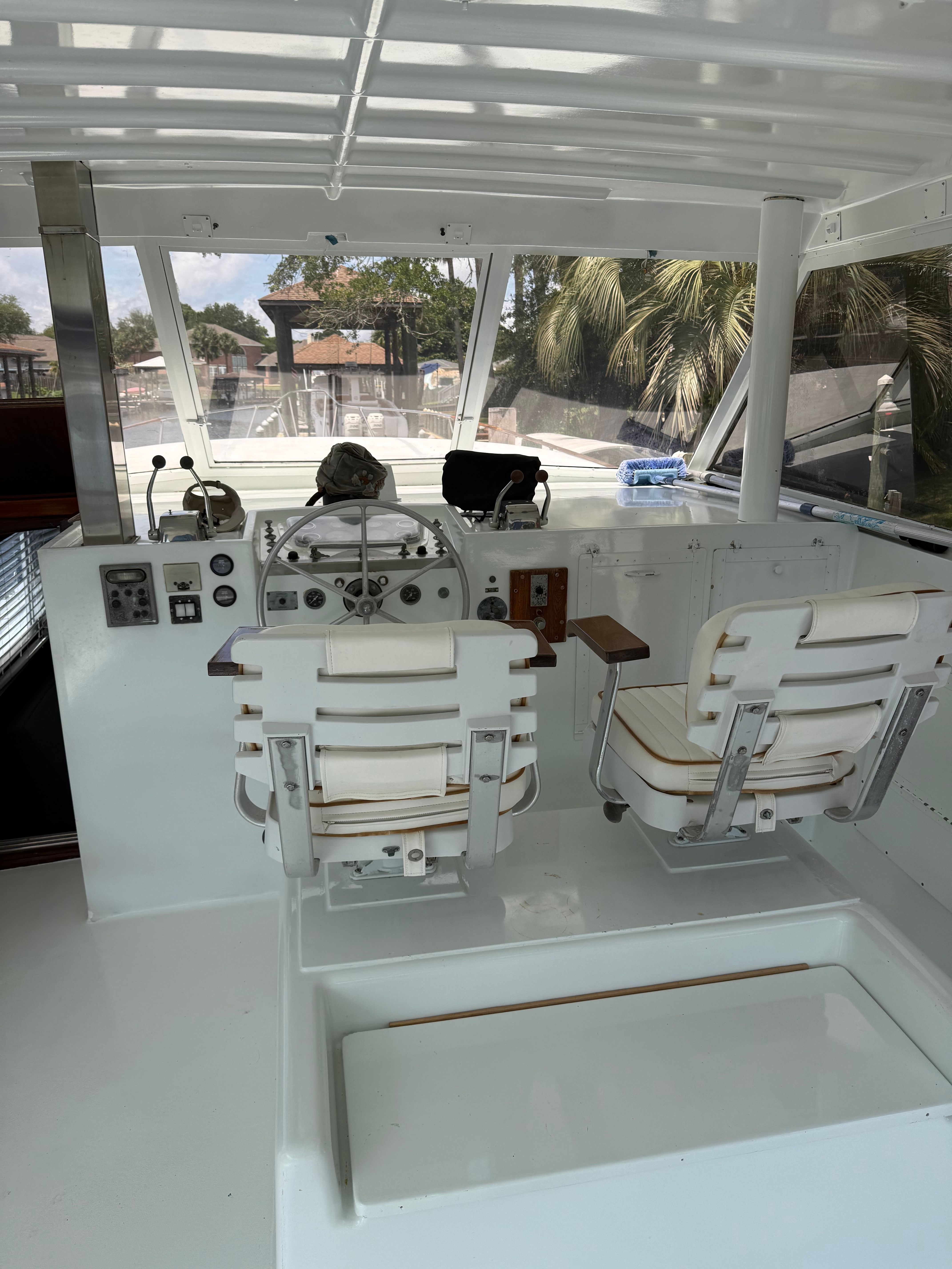 Interior of a 1972 Hatteras 44 Tricabin yacht.
