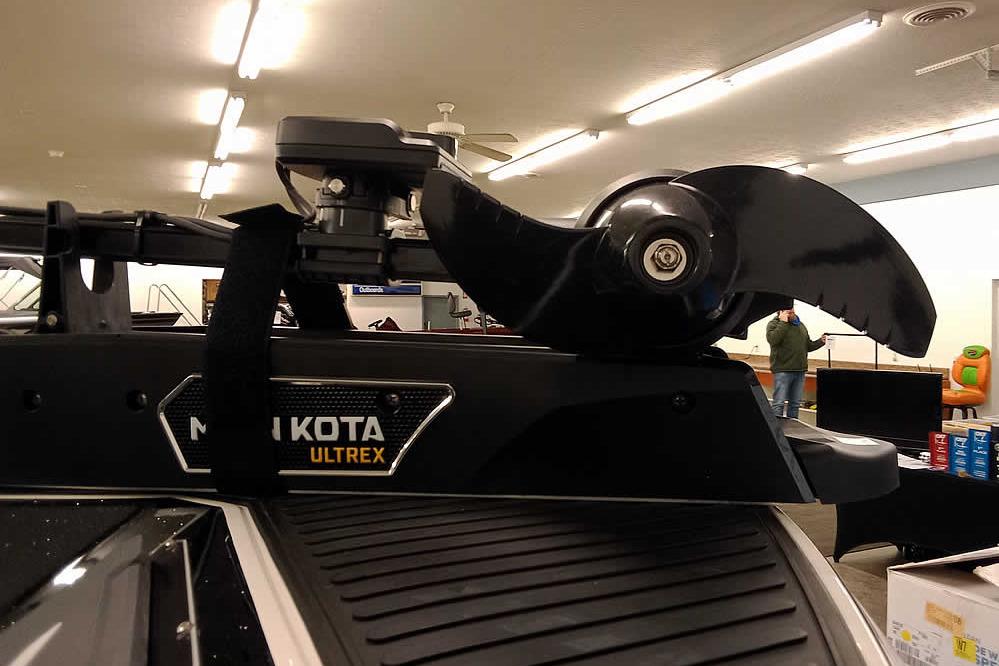 2026 Ranger 620xFS Pro with Minn Kota Ultrex trolling motor in showroom.