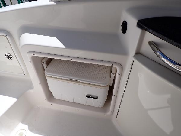 Built-in cooler compartment on 2011 Chaparral 287 SSX boat.