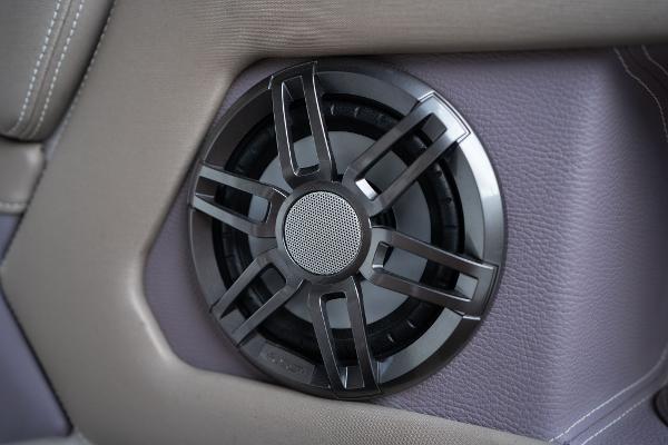 Speaker detail in 2016 Regal 28 Express boat interior.