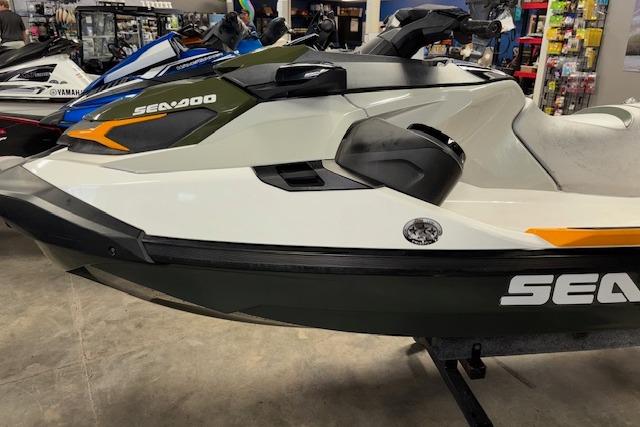 2020 Sea-Doo FISH PRO jet ski displayed in a showroom setting.