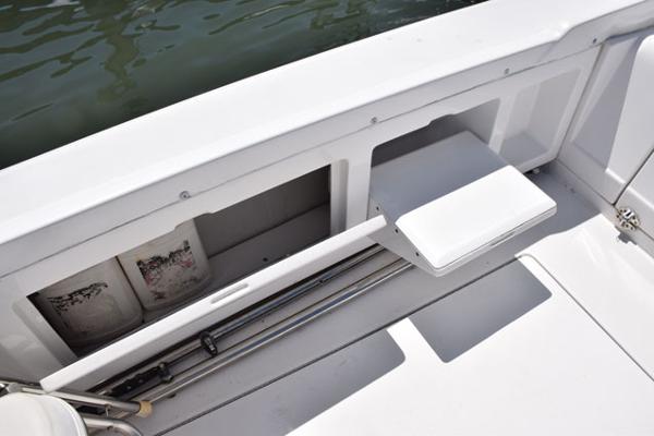 portside fold out cockpit step and under gunwale storage box
