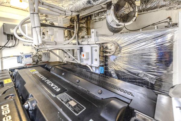 Engine room of 2013 Princess V57 yacht.