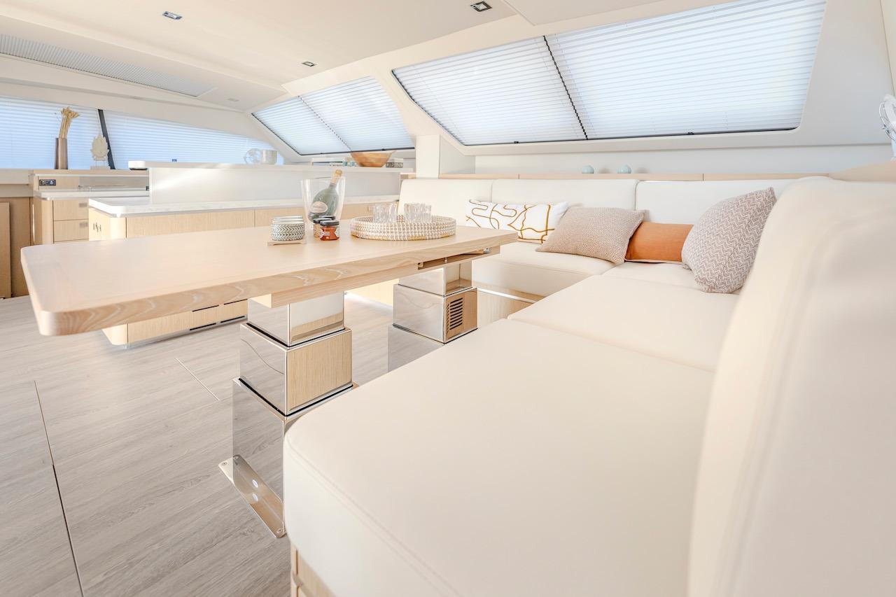 Luxurious interior of Privilege Signature 510 yacht, year 2025.
