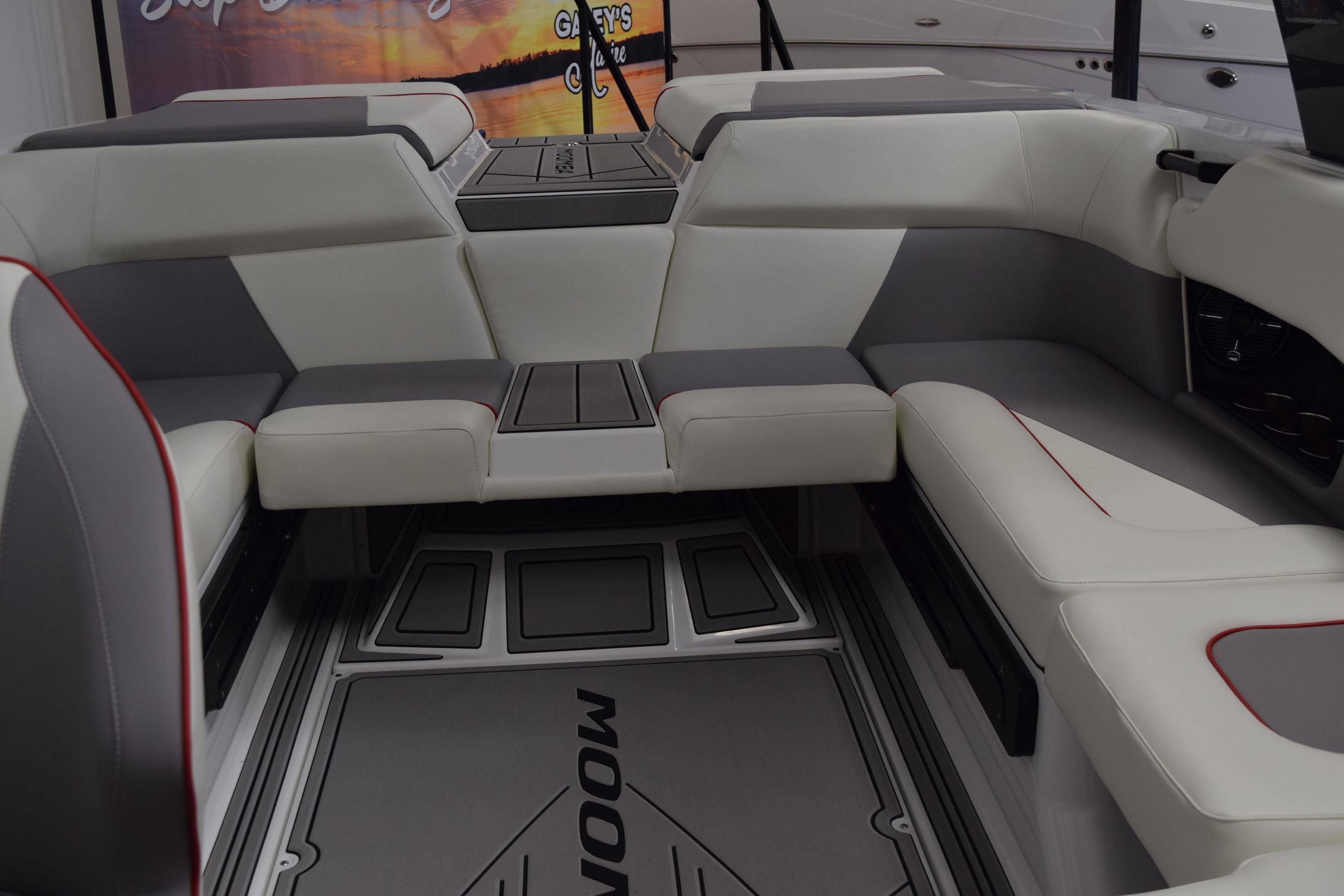 2026 Moomba Craz boat interior with sleek, modern seating and stylish design.