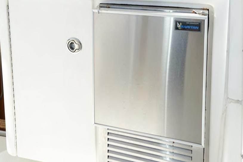 Stainless steel appliance on 2004 Meridian 459 Motoryacht, featuring sleek design and ventilation.