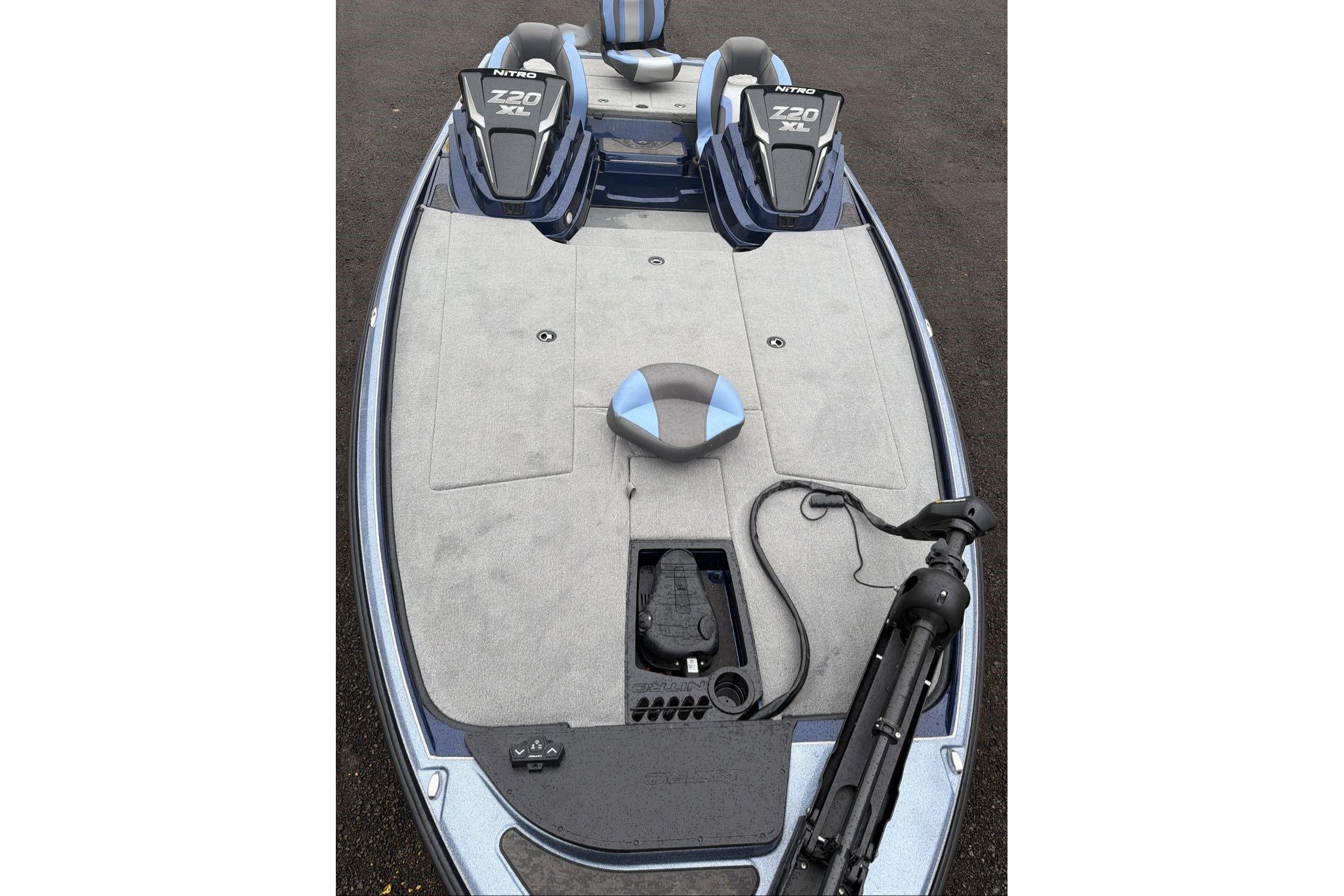 2026 Nitro Z20 XL boat deck with seating and equipment, showcasing modern design.