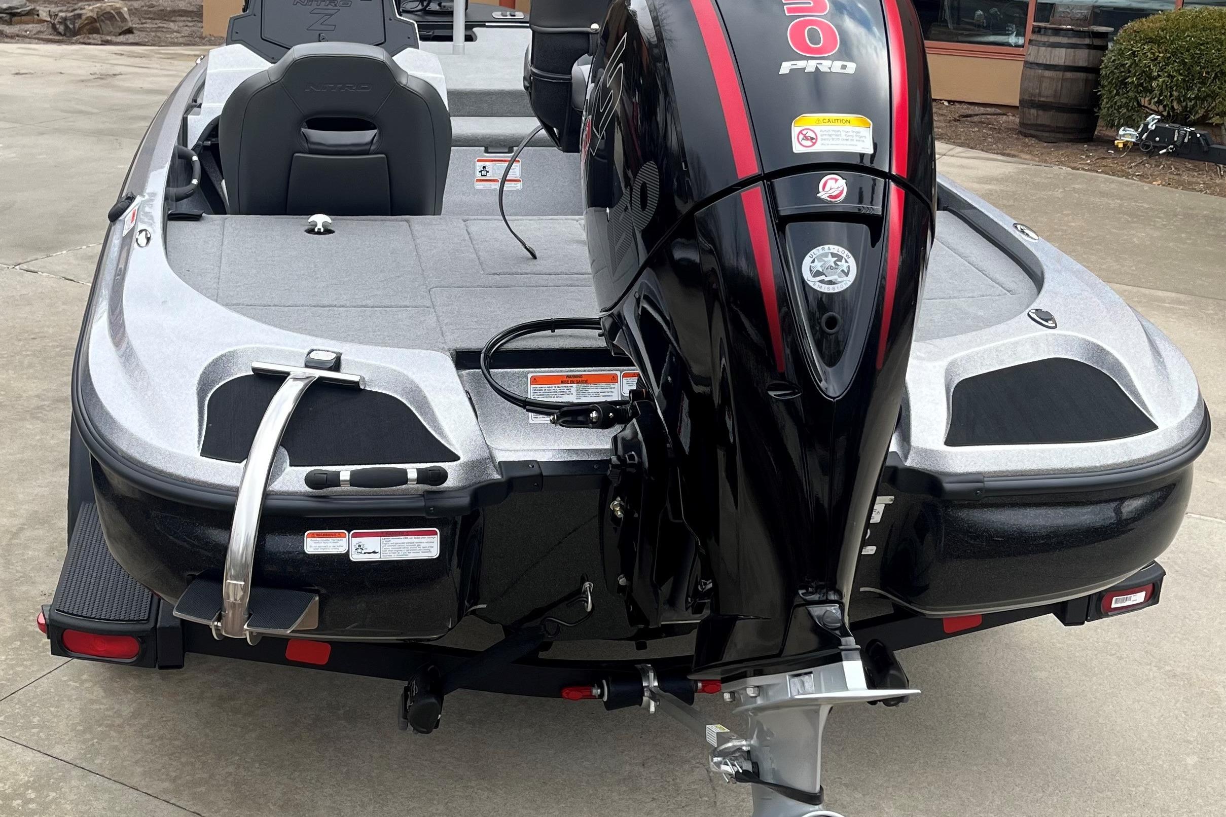 2026 Nitro Z18 Pro boat with powerful outboard motor.