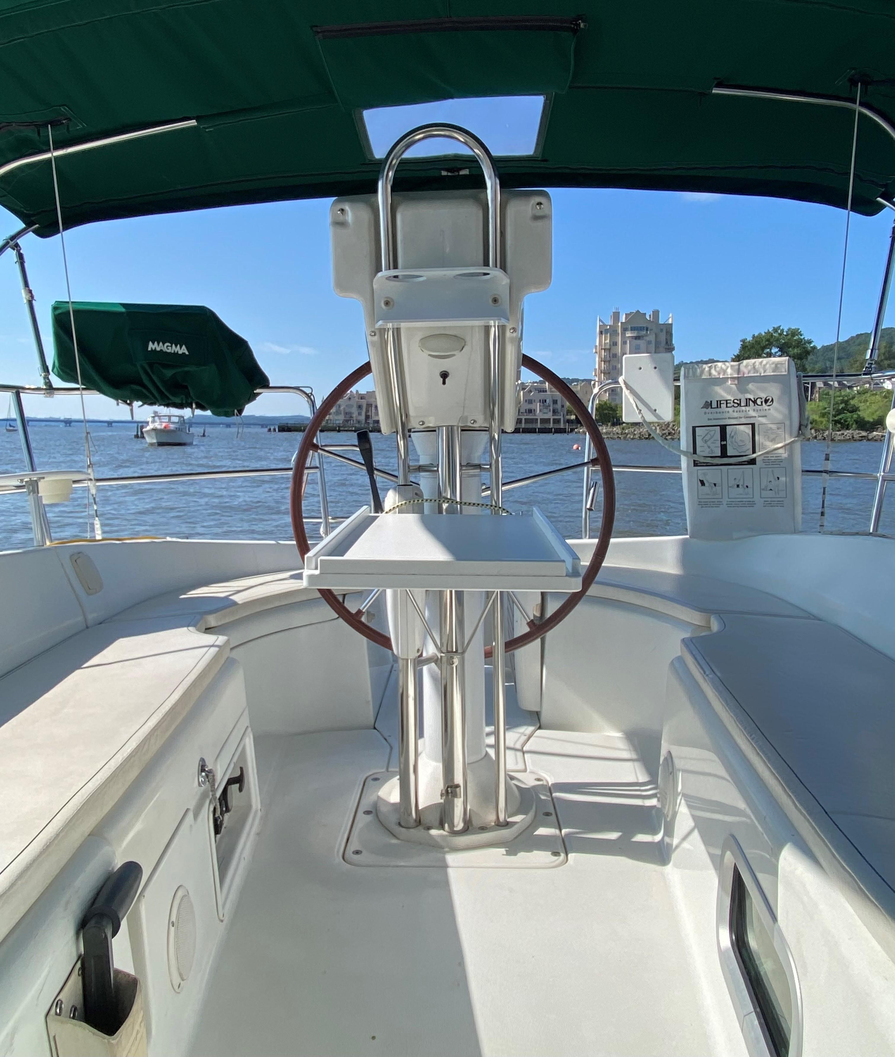 Interior view of a 2005 Beneteau 323 sailboat.