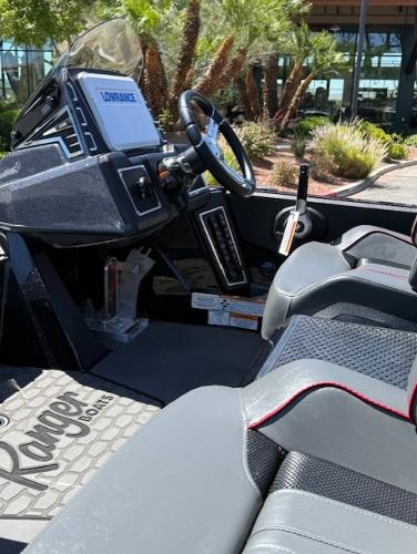 2025 Ranger Z519R Cup-Equipped boat interior with advanced controls and seating.