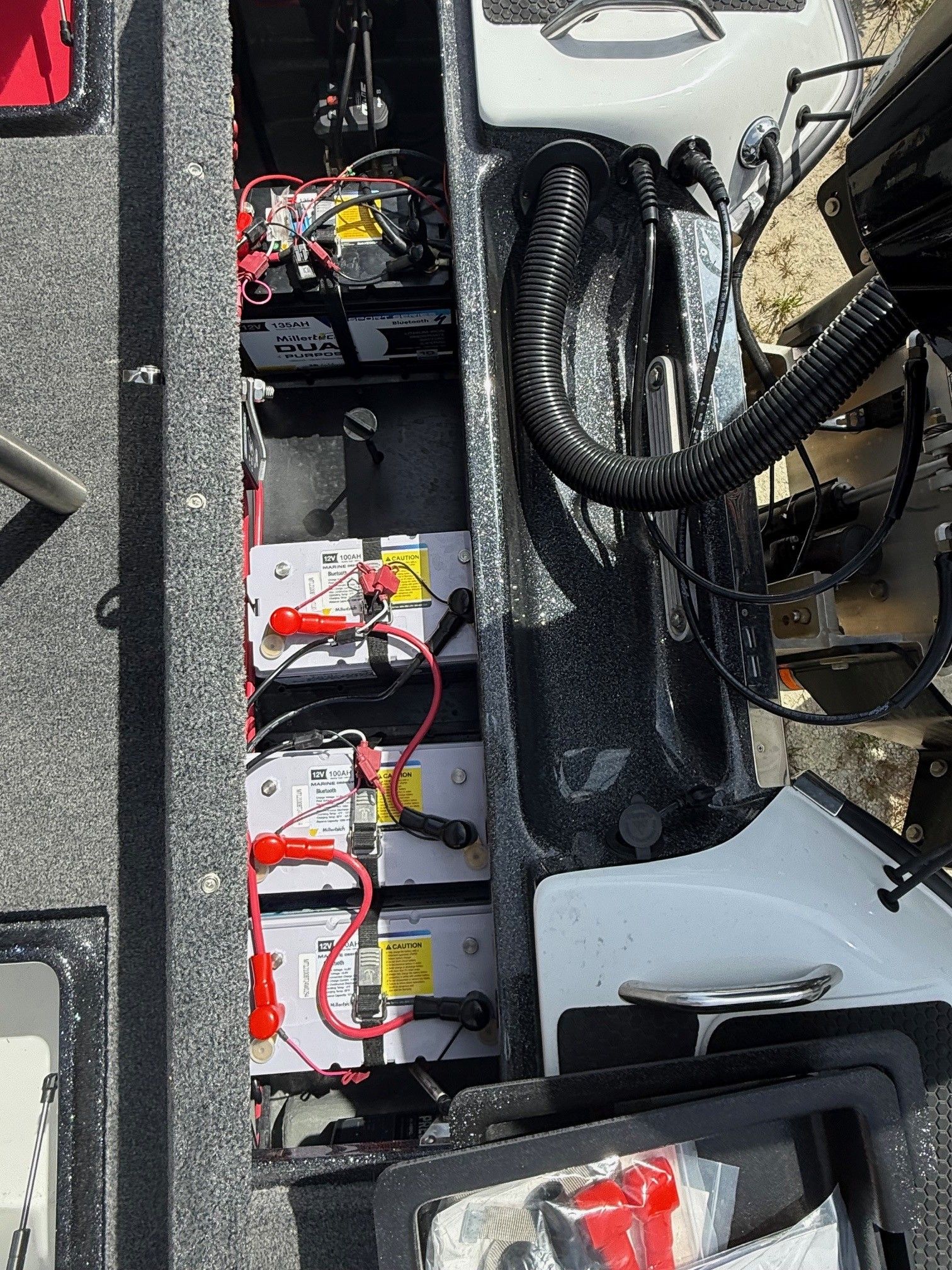 Battery compartment of a 2025 Phoenix 721 ZXL boat.