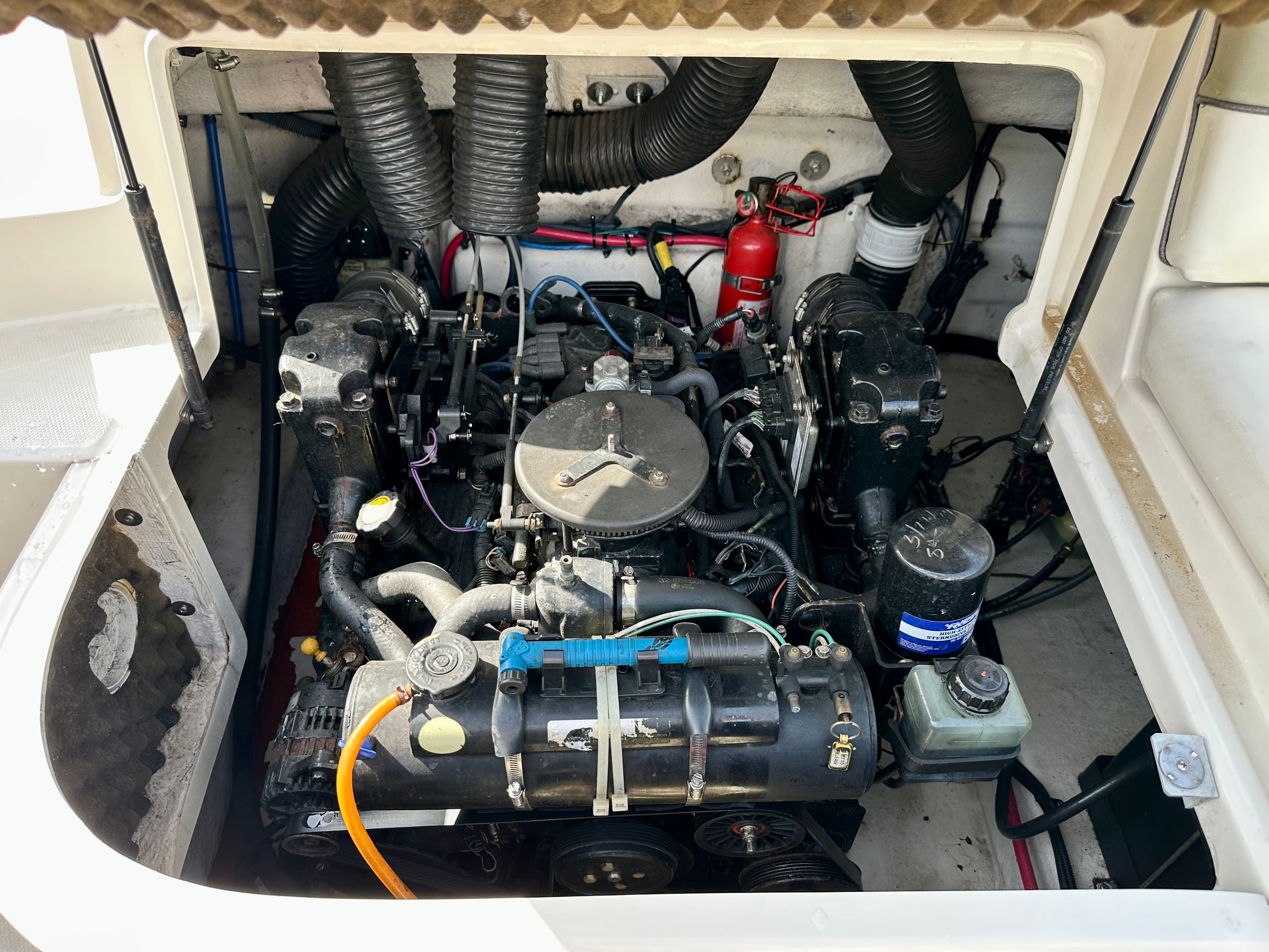 Engine compartment of a 2006 Sea Ray 240 Sundeck boat.