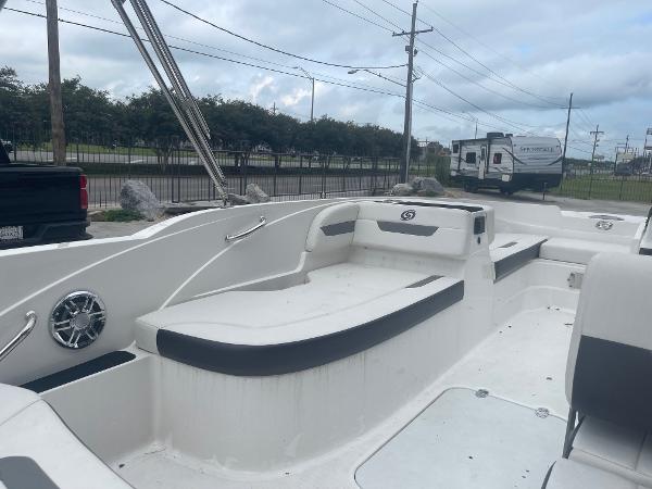 2022 Hurricane SS185 OB boat interior with seating and storage compartments.