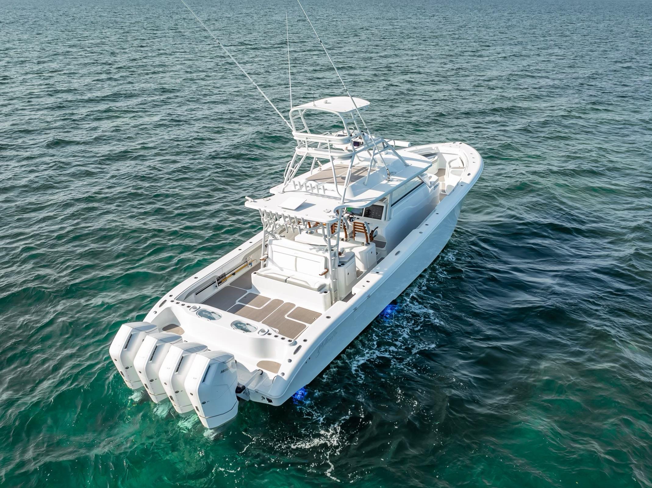 2023 Yellowfin 54 boat cruising on open water.