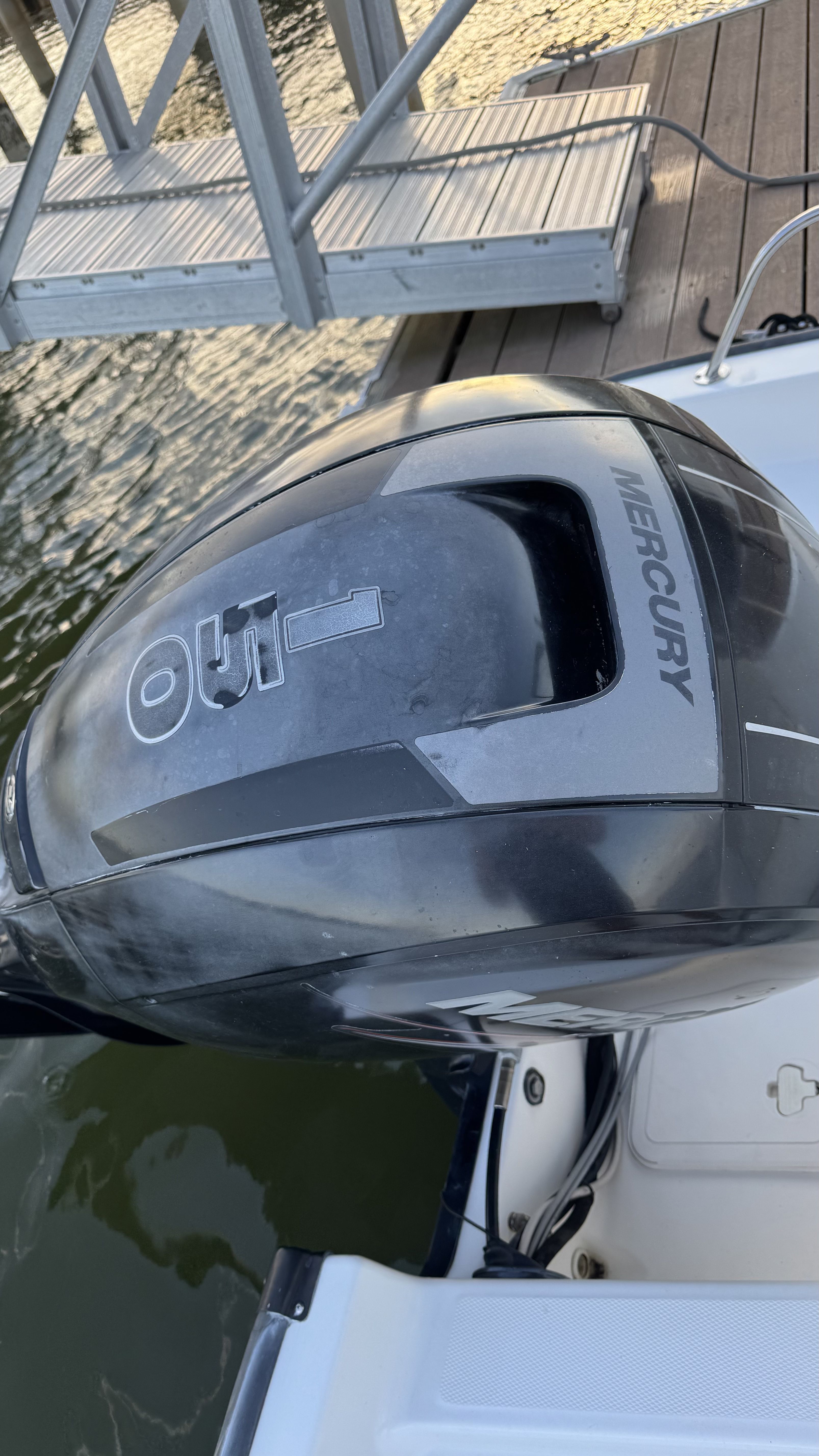 Mercury outboard motor on a 2007 Boston Whaler 190 Montauk.