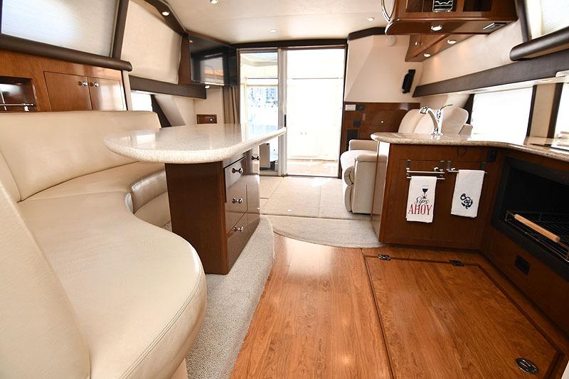 Luxurious interior of a 2008 Carver 43 Super Sport yacht with elegant furnishings.