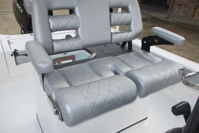 2026 Blazer Bay MAKARIA 2600 boat seats with quilted gray upholstery.