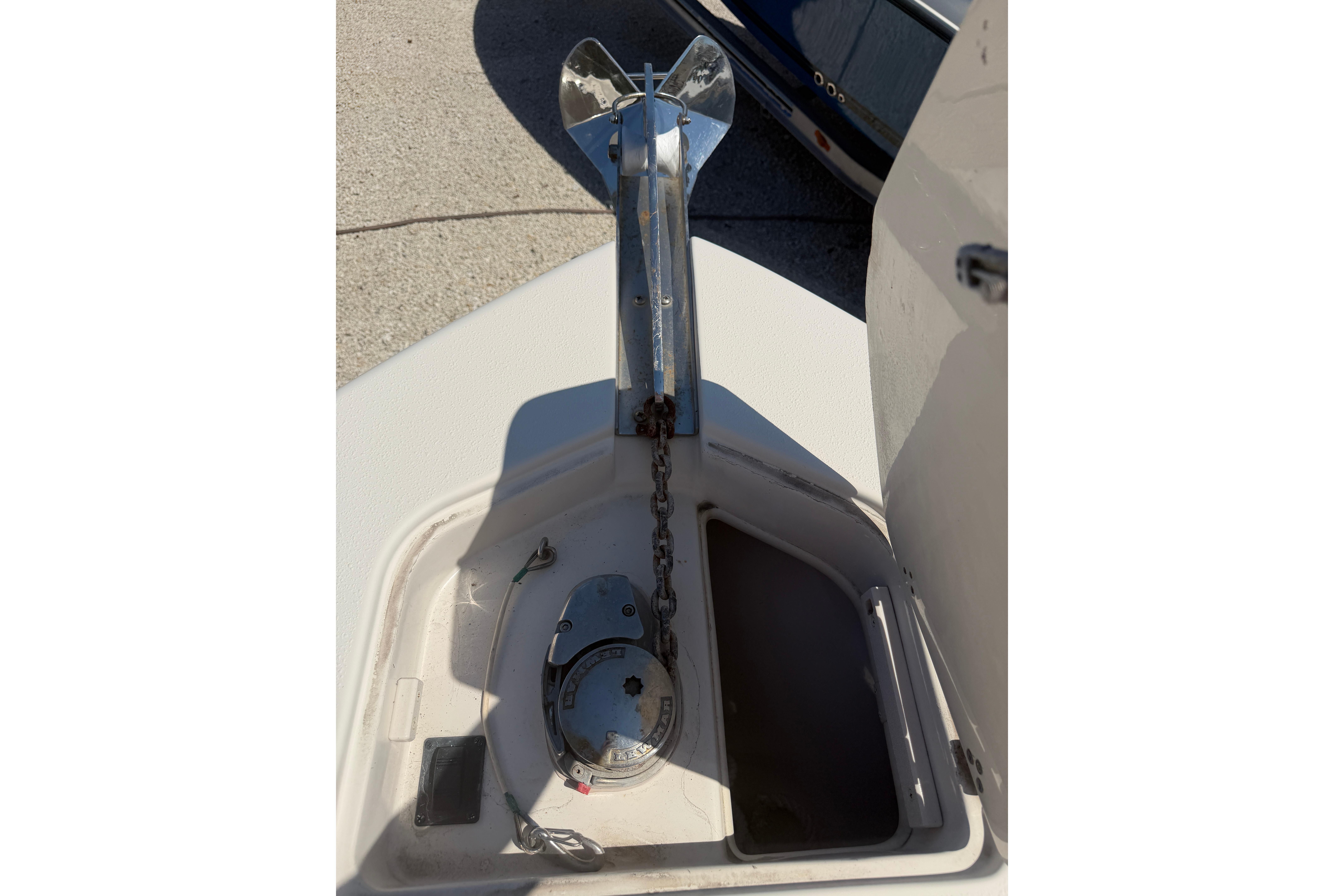 Anchor system on 2021 Sea Chaser 30 HFC CC boat deck.