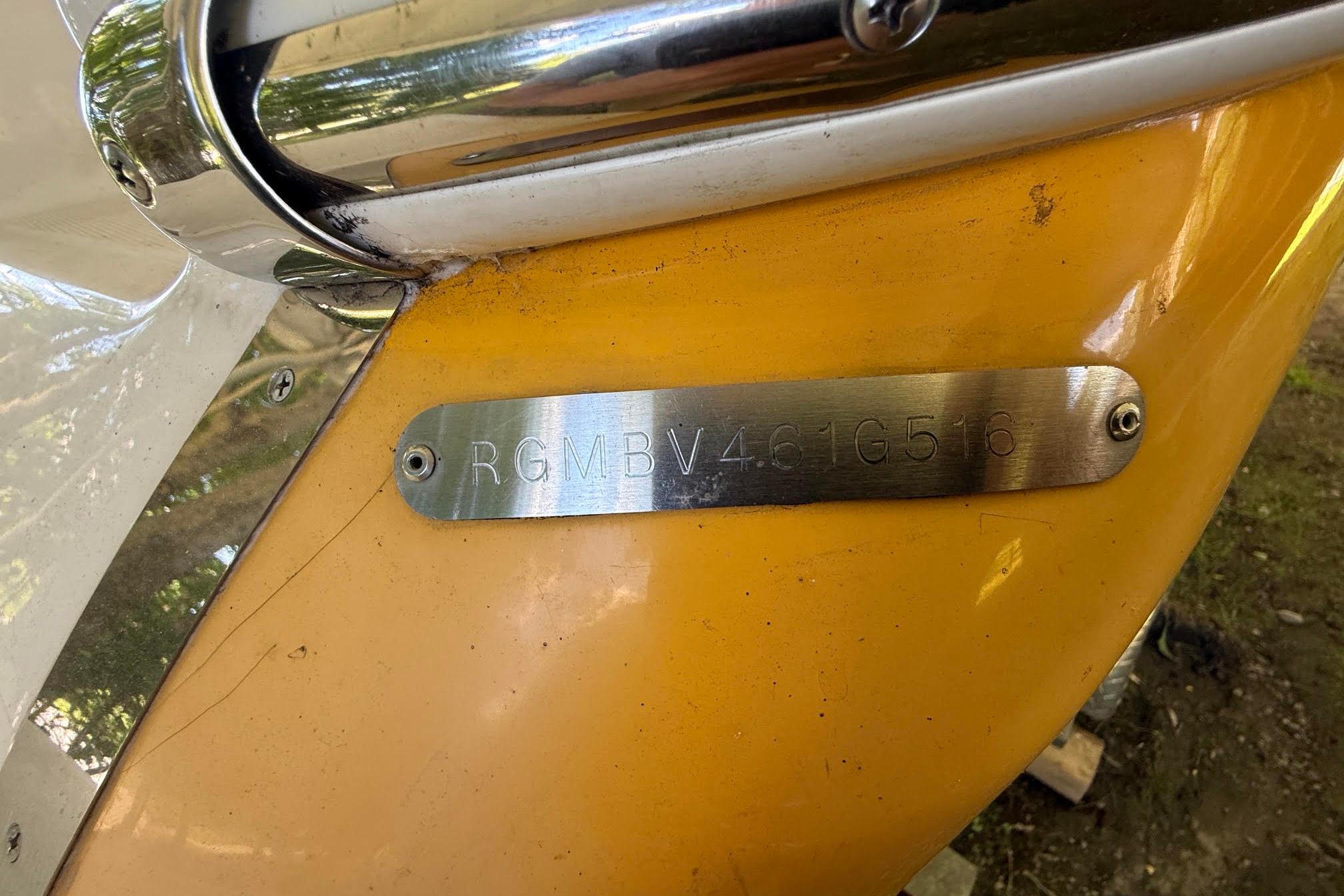 2016 Regal 1900 ES Bowrider boat with visible hull identification number plate.