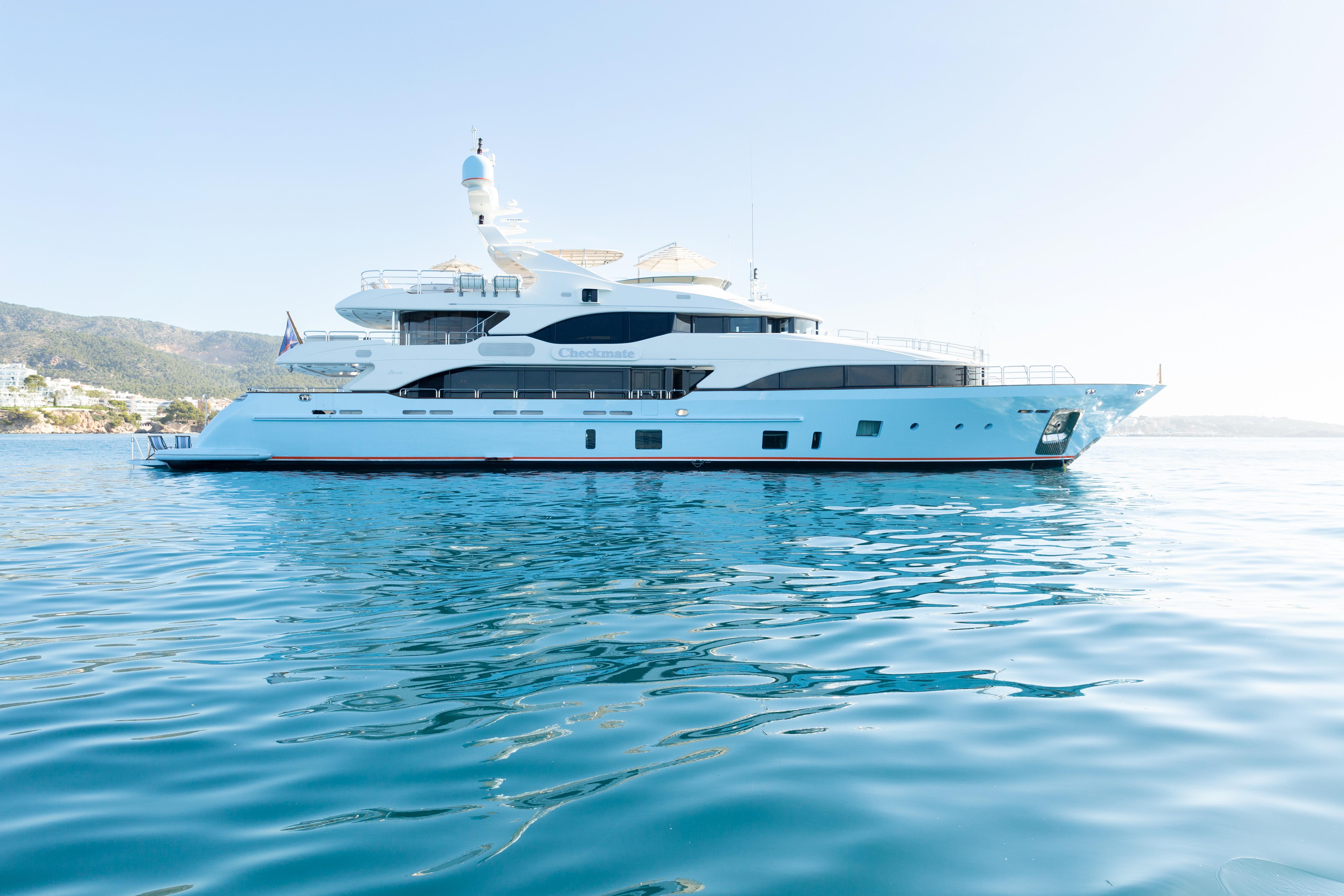 Luxurious 2013 Benetti 44 yacht on serene blue waters.