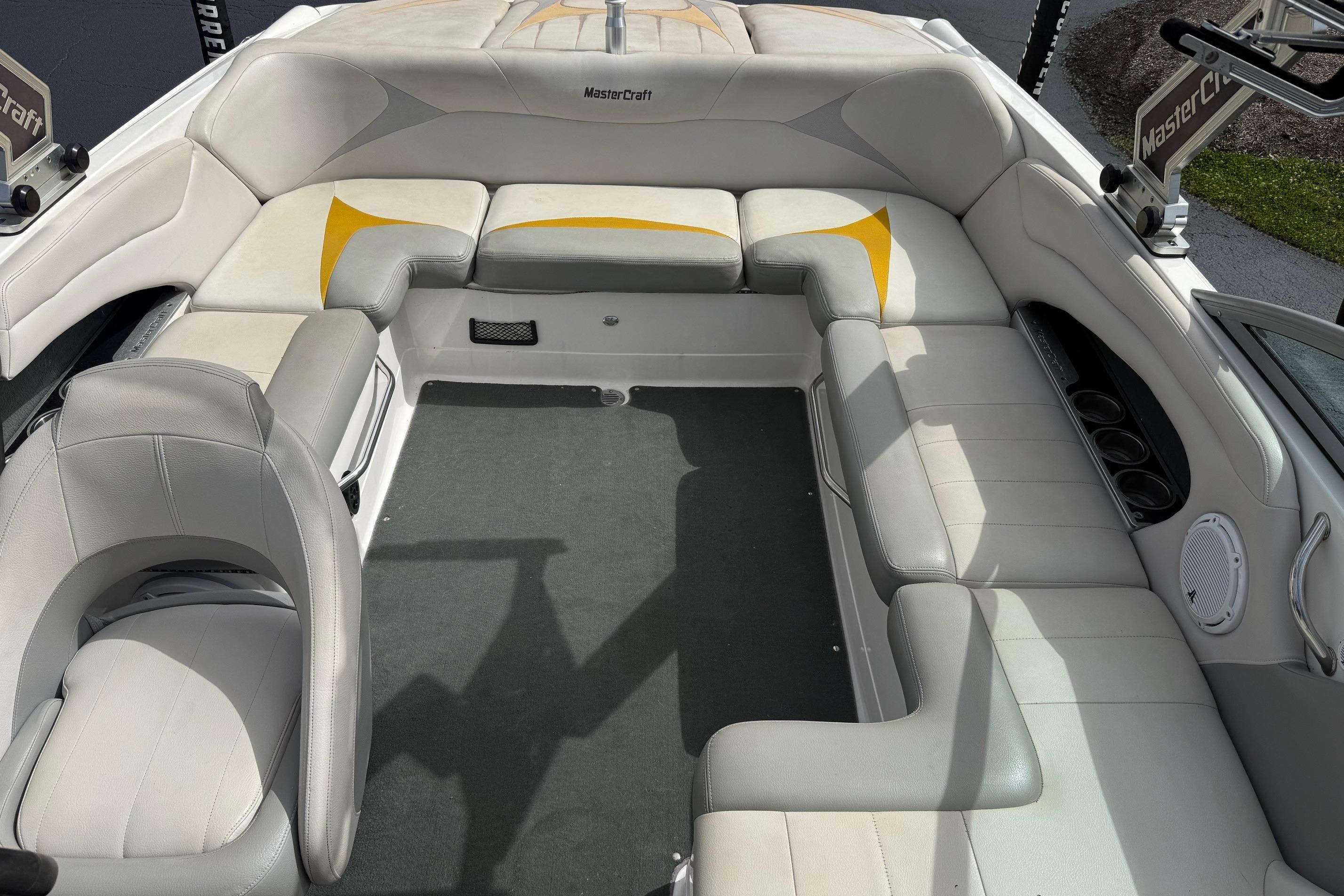 2008 MasterCraft X-15 boat interior with spacious seating and modern design.
