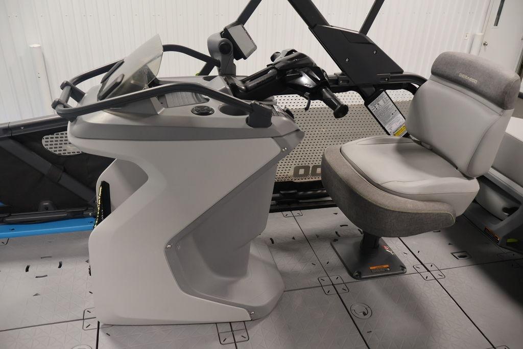 2023 Sea-Doo Switch Sport Compact interior with steering console and seating.