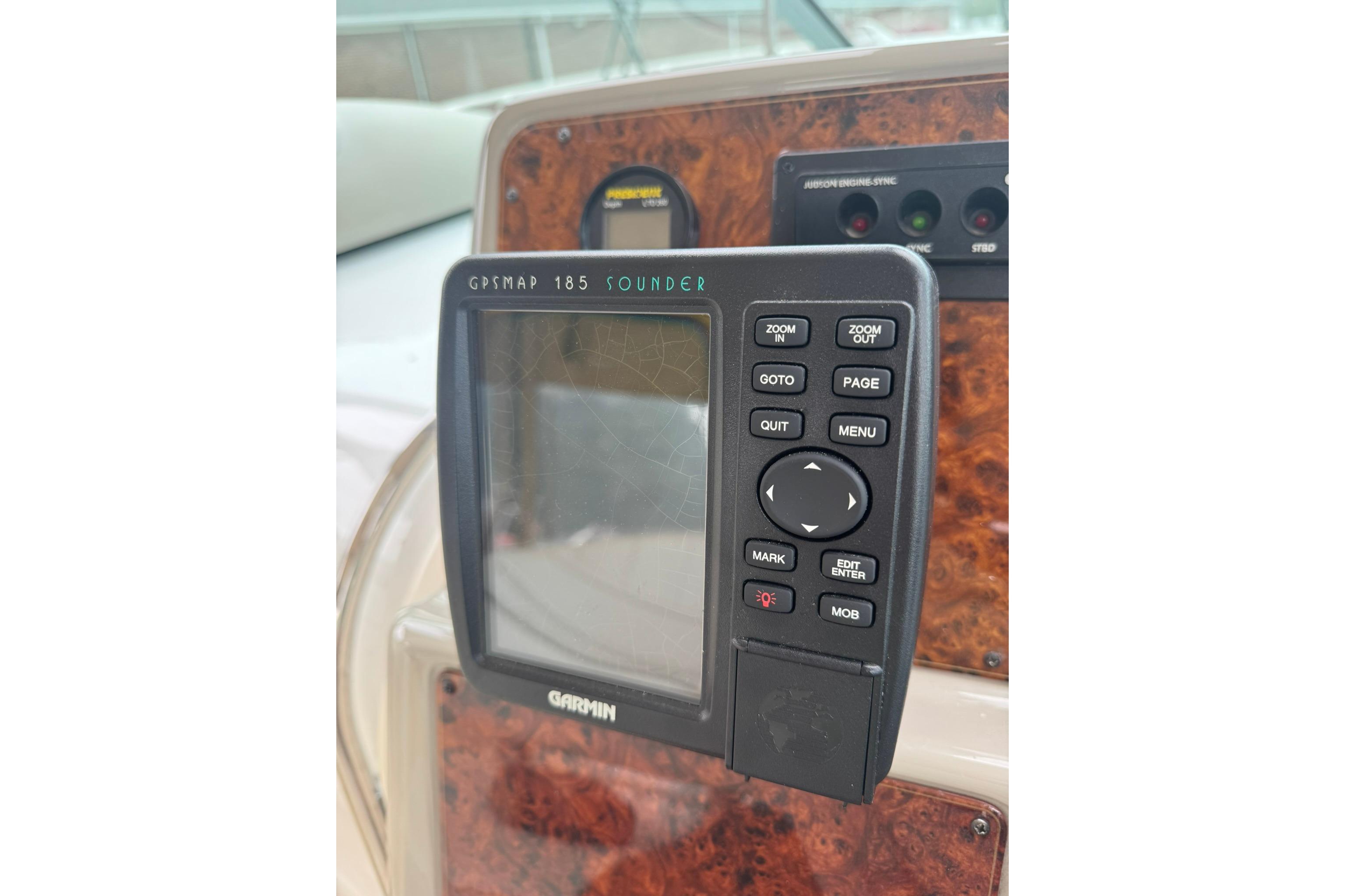 Garmin GPSMAP 185 Sounder on 1998 Maxum 3700 SCR boat dashboard.