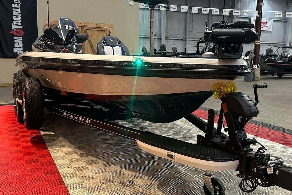 2026 Ranger Z521R Cup-Equipped boat on display in showroom with trailer.