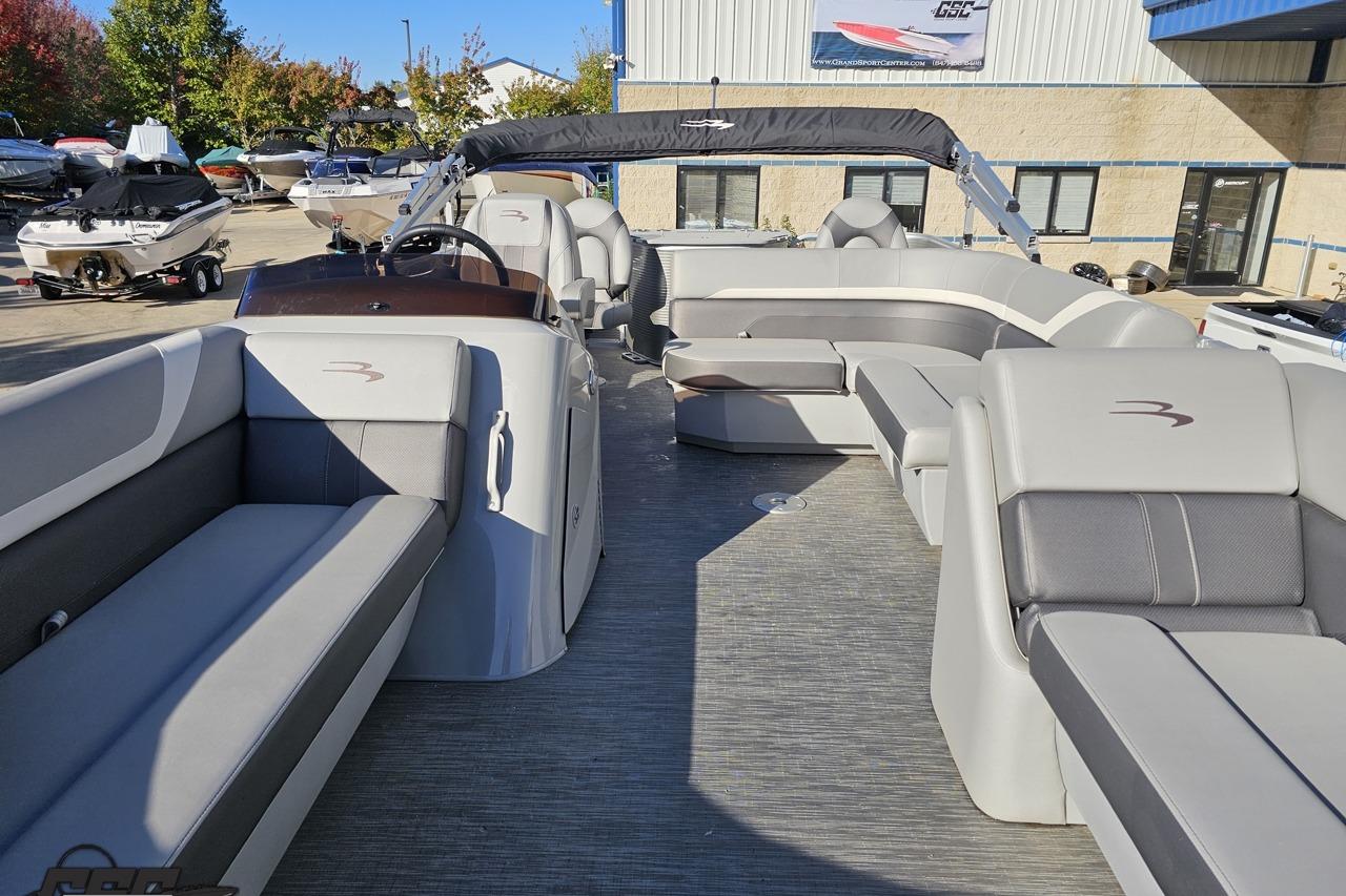 2022 Bennington SX 21 Fishing boat interior with spacious seating and modern design.