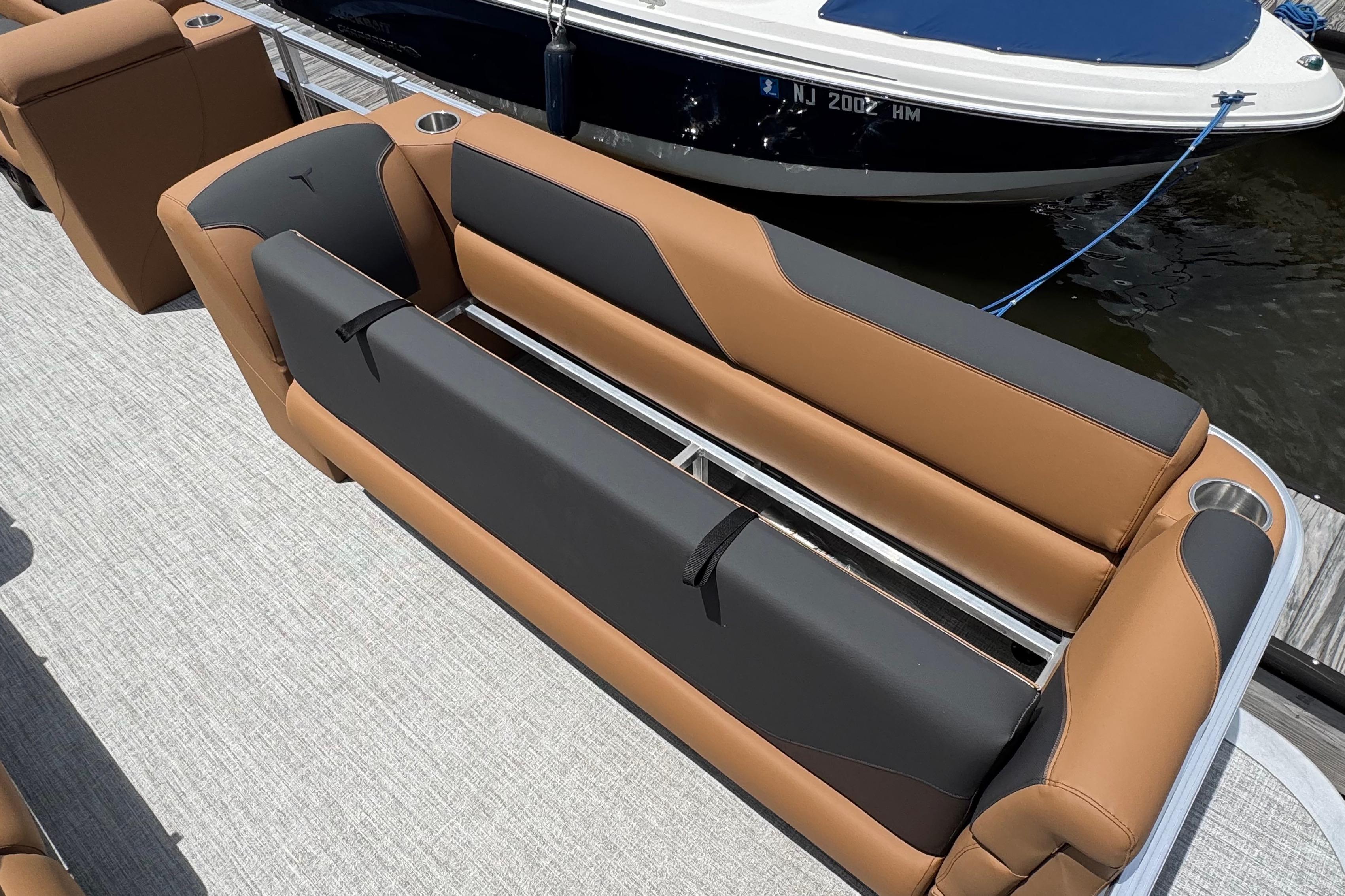 2026 Tahoe Pontoon Sport 85 Cruise Rear Bench 23 with tan and black seating.