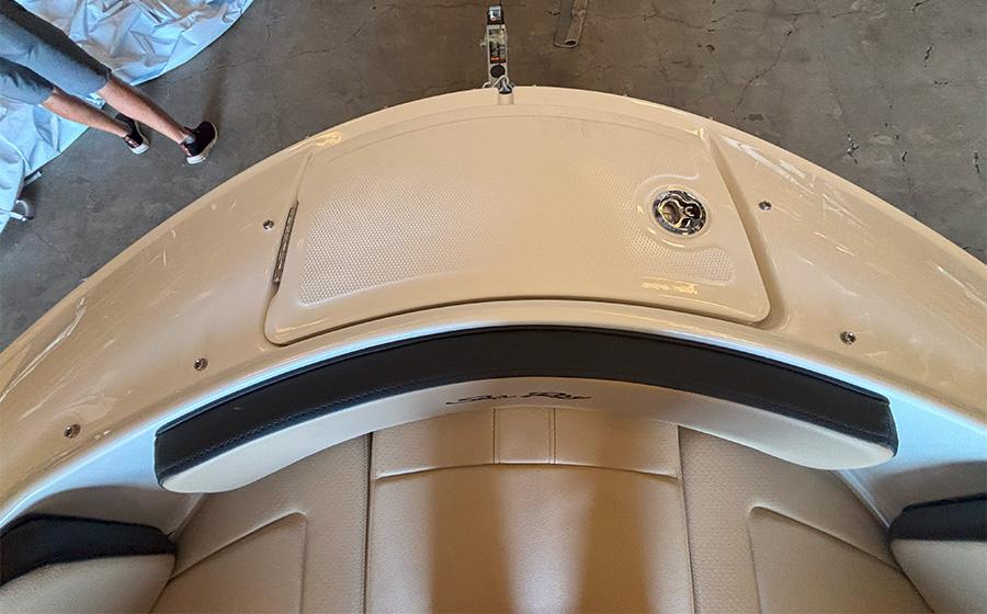 2025 Sea Ray SPX 190 Outboard boat interior, featuring sleek design and comfortable seating.