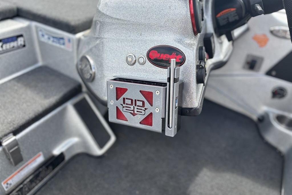2020 Bass Cat Cougar FTD boat interior with steering and control panel details.