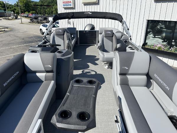 2024 Bennington 22 SVSR pontoon boat with spacious seating and modern design.
