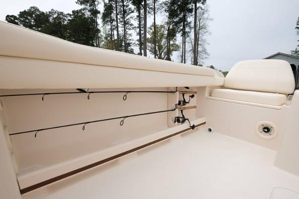 Manufacturer Provided Image: 2019 Grady-White Freedom 215 boat interior with rod holders and seating.