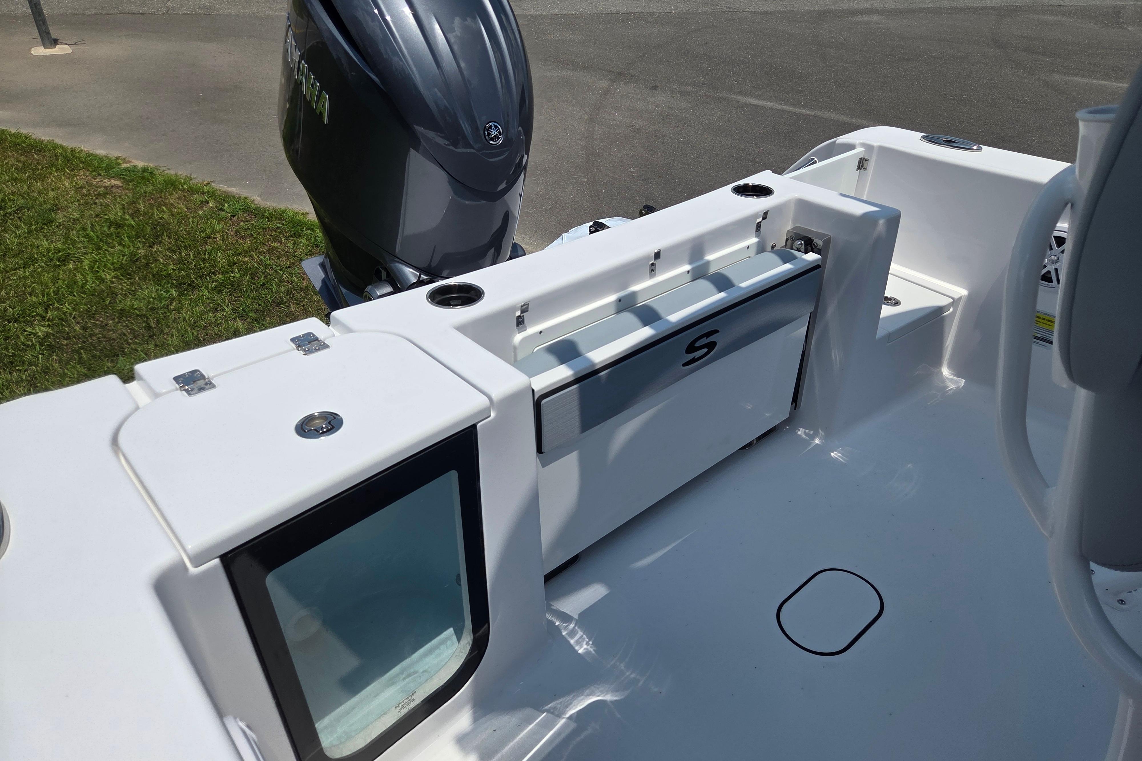 2026 Sportsman Open 212 Center Console boat interior with Yamaha engine.