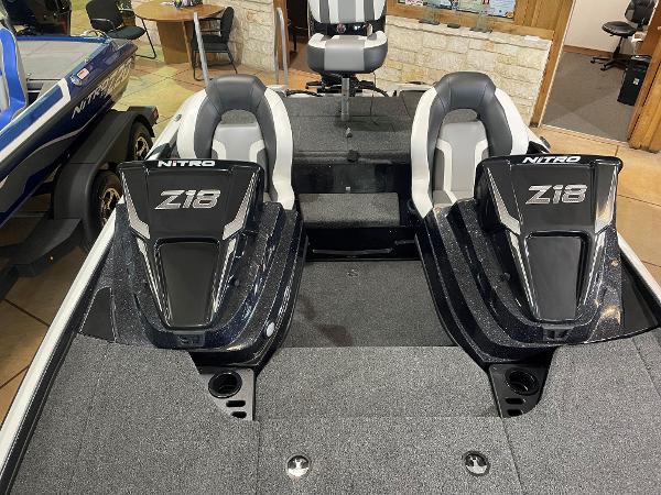 2025 Nitro Z18 Pro boat interior with dual seats and sleek design.