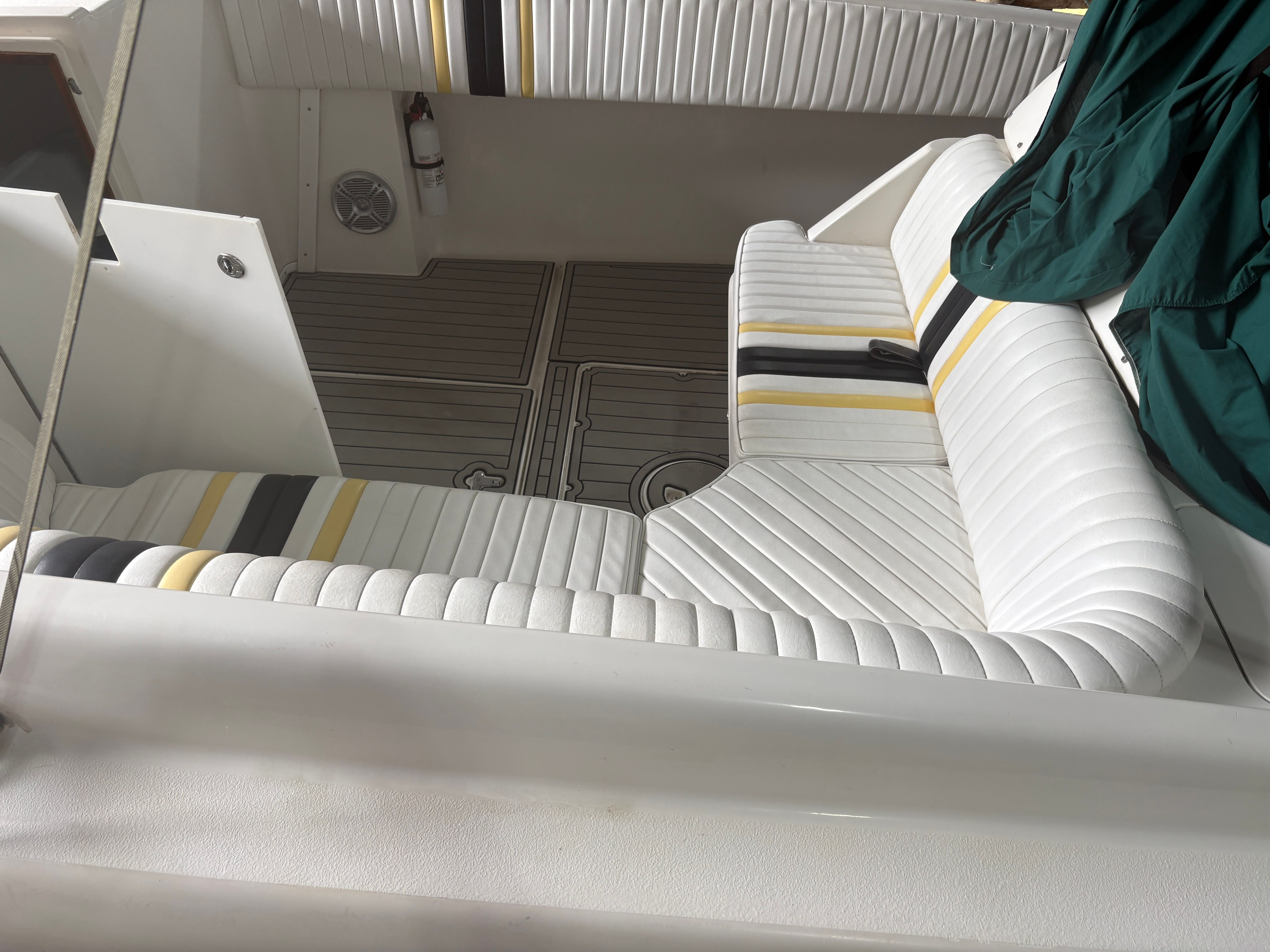 Interior of a 2002 Intrepid 322 Cuddy Center Console boat.