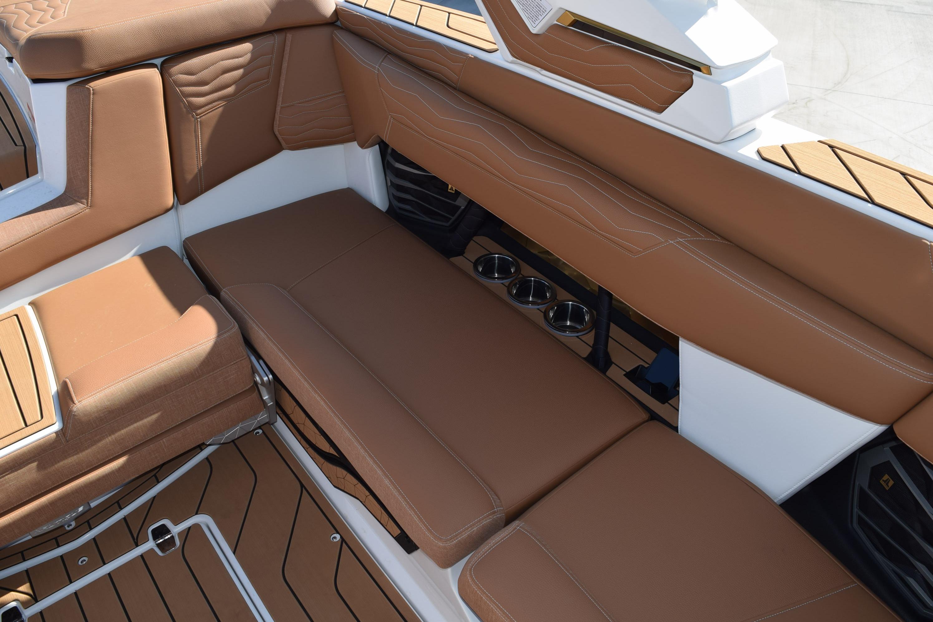 Luxurious interior seating of 2026 Nautique Super Air Nautique G23 boat.